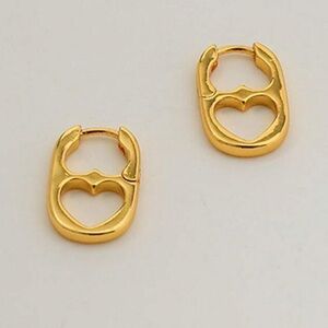 Gold Heart Cutout Hoop Huggie Earrings N1297